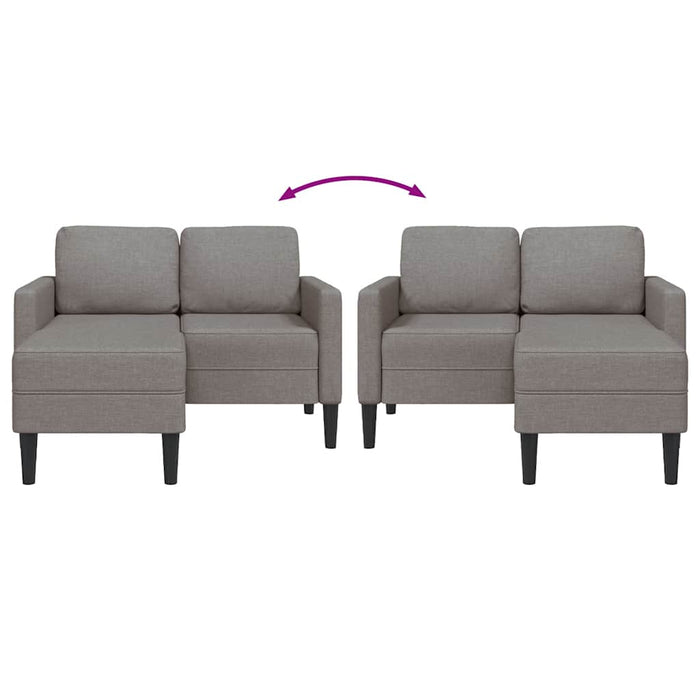 Divano 2 Posti con Chaise a L Tortora 125 cm in Tessuto 4107064