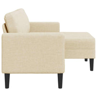 Divano 2 Posti con Chaise longue a L Crema 125 cm in Tessuto 4107065