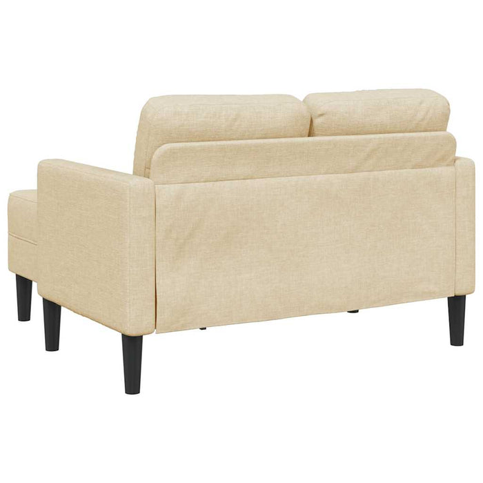Divano 2 Posti con Chaise longue a L Crema 125 cm in Tessuto 4107065