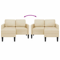 Divano 2 Posti con Chaise longue a L Crema 125 cm in Tessuto 4107065