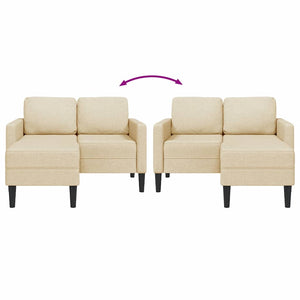 Divano 2 Posti con Chaise longue a L Crema 125 cm in Tessuto 4107065