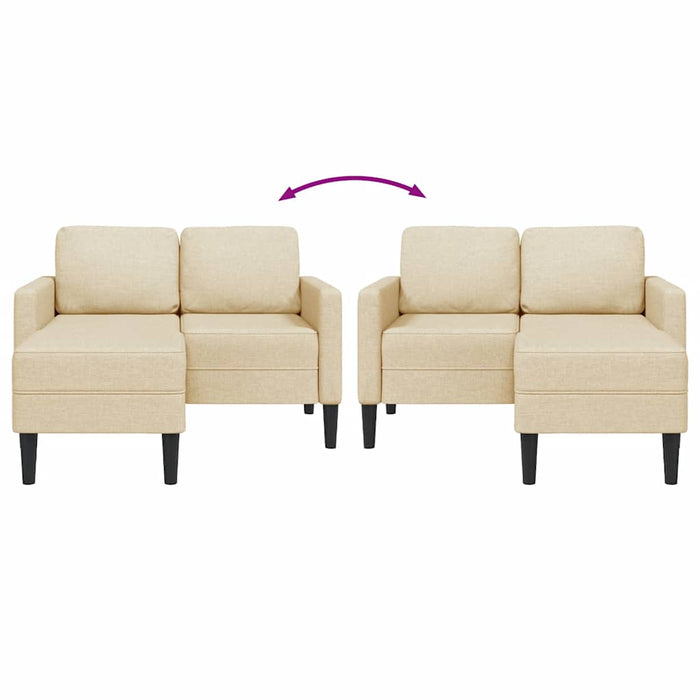 Divano 2 Posti con Chaise longue a L Crema 125 cm in Tessuto 4107065