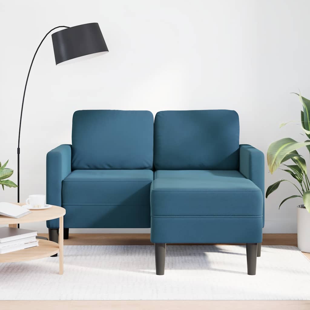 vidaXL Divano 2 Posti con Chaise longue a L Blu 125 cm in Velluto