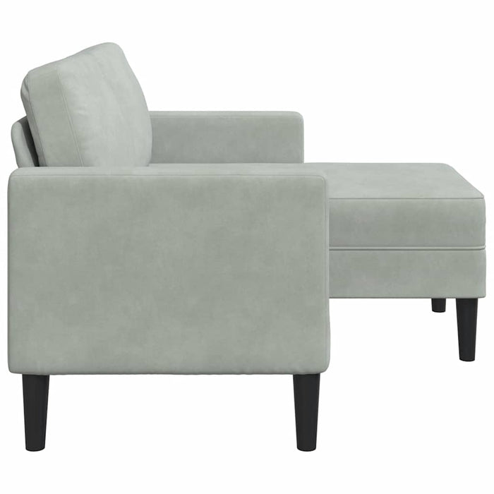 Divano 2 Posti con Chaise a L Grigio Chiaro 125 cm in Velluto