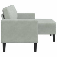 Divano 2 Posti con Chaise a L Grigio Chiaro 125 cm in Velluto 4107069