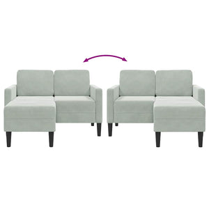 Divano 2 Posti con Chaise a L Grigio Chiaro 125 cm in Velluto