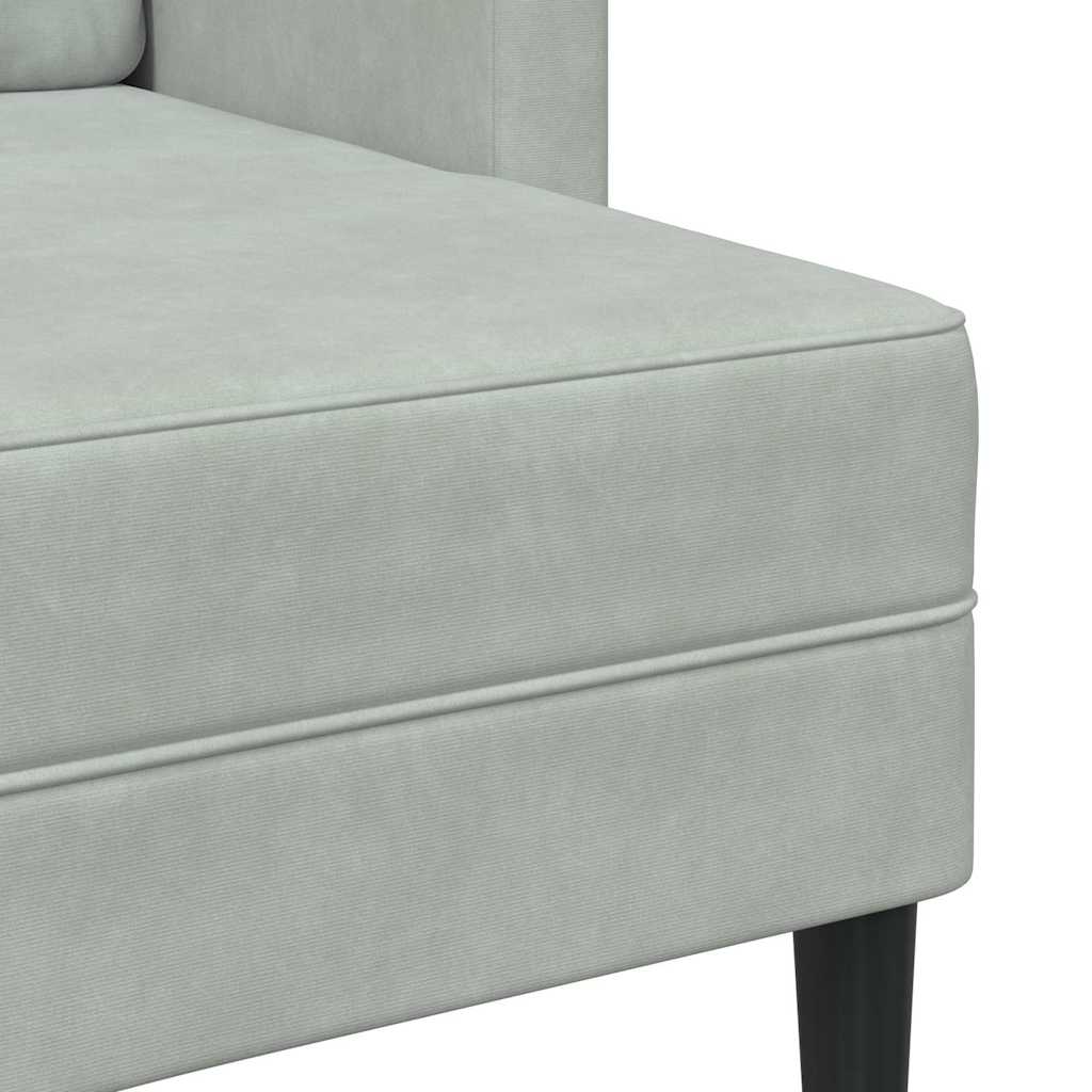 Divano 2 Posti con Chaise a L Grigio Chiaro 125 cm in Velluto