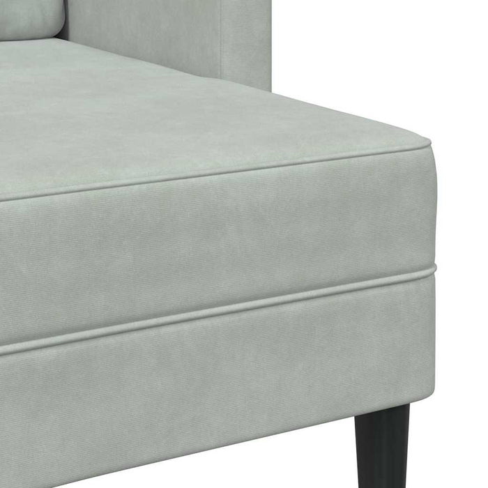 Divano 2 Posti con Chaise a L Grigio Chiaro 125 cm in Velluto