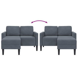 Divano 2 Posti con Chaise a L Grigio scuro 125 cm in Velluto 4107070