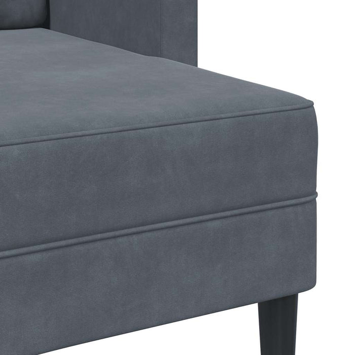 Divano 2 Posti con Chaise a L Grigio scuro 125 cm in Velluto 4107070