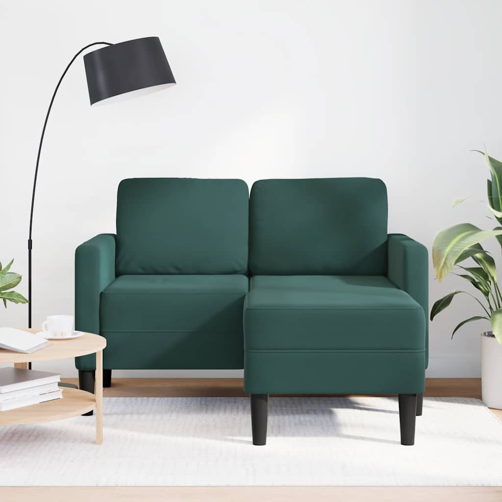 vidaXL Divano 2 Posti con Chaise longue a L Verde Scuro 125 cm Velluto