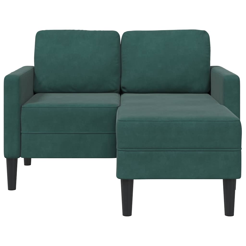 Divano 2 Posti con Chaise longue a L Verde Scuro 125 cm Velluto 4107071