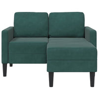 Divano 2 Posti con Chaise longue a L Verde Scuro 125 cm Velluto 4107071