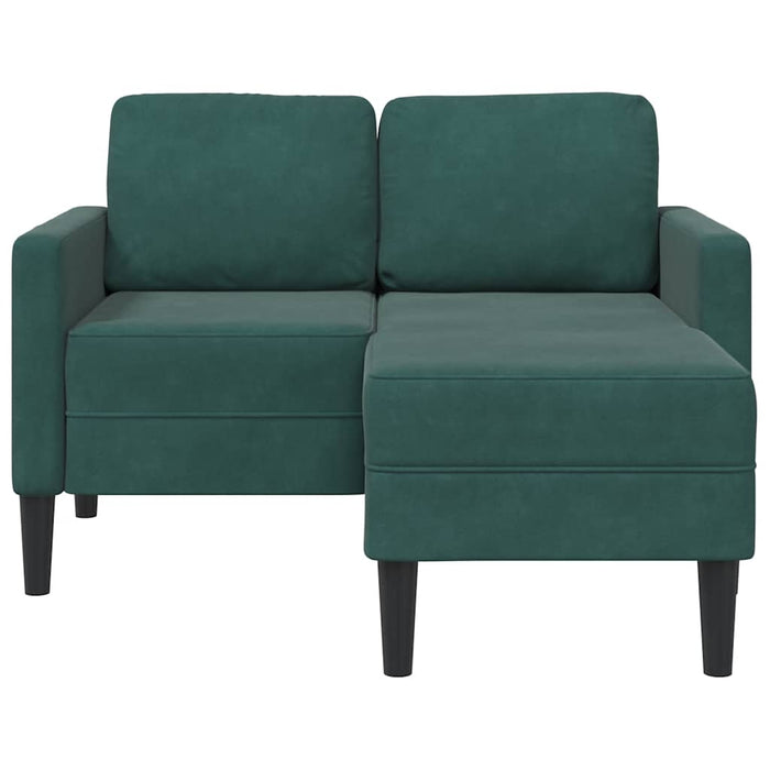 Divano 2 Posti con Chaise longue a L Verde Scuro 125 cm Velluto 4107071