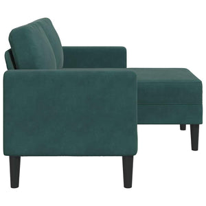 Divano 2 Posti con Chaise longue a L Verde Scuro 125 cm Velluto 4107071