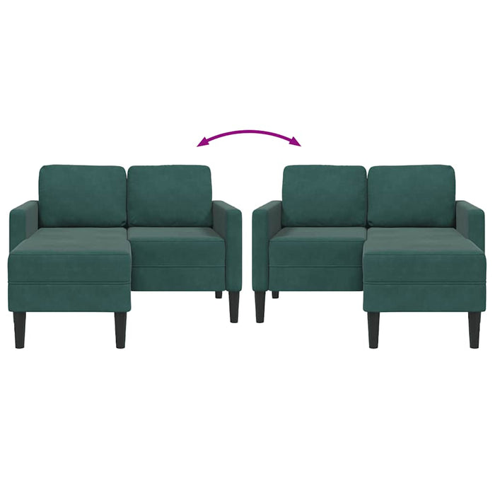 Divano 2 Posti con Chaise longue a L Verde Scuro 125 cm Velluto 4107071