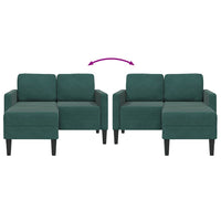 vidaXL Divano 2 Posti con Chaise longue a L Verde Scuro 125 cm Velluto