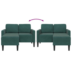 vidaXL Divano 2 Posti con Chaise longue a L Verde Scuro 125 cm Velluto