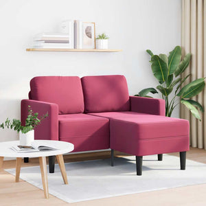 vidaXL Divano 2 Posti con Chaise longue a L Rosso Vino 125 cm Velluto