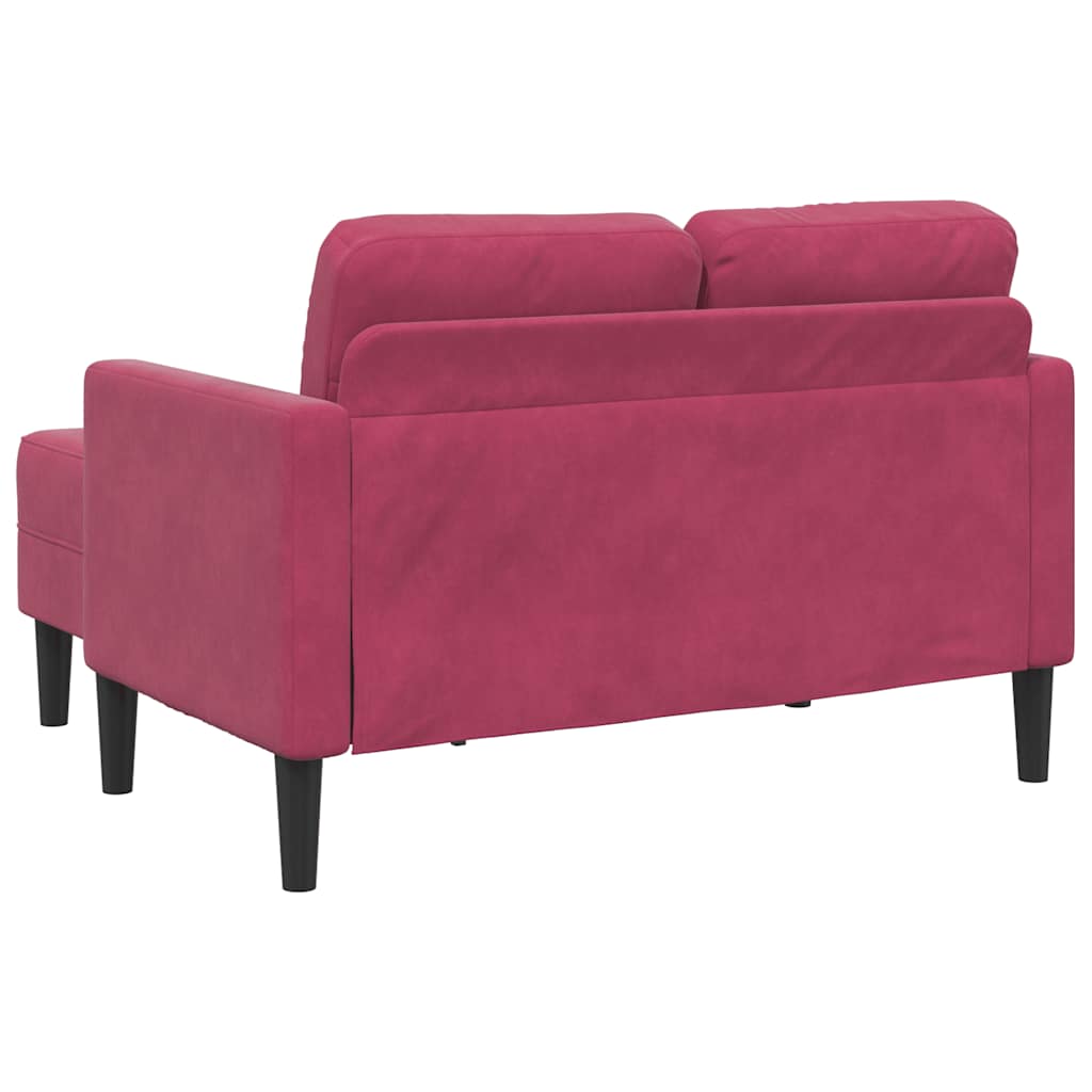 vidaXL Divano 2 Posti con Chaise longue a L Rosso Vino 125 cm Velluto