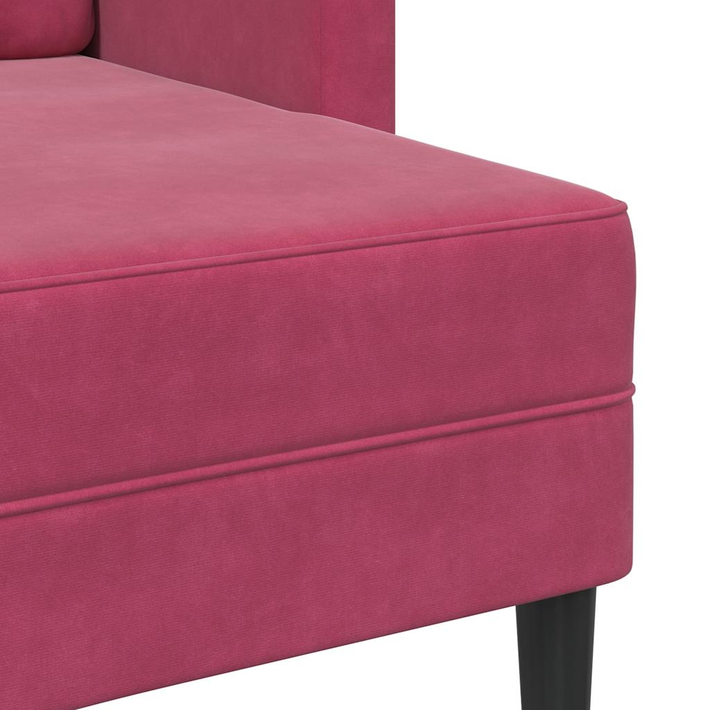 vidaXL Divano 2 Posti con Chaise longue a L Rosso Vino 125 cm Velluto