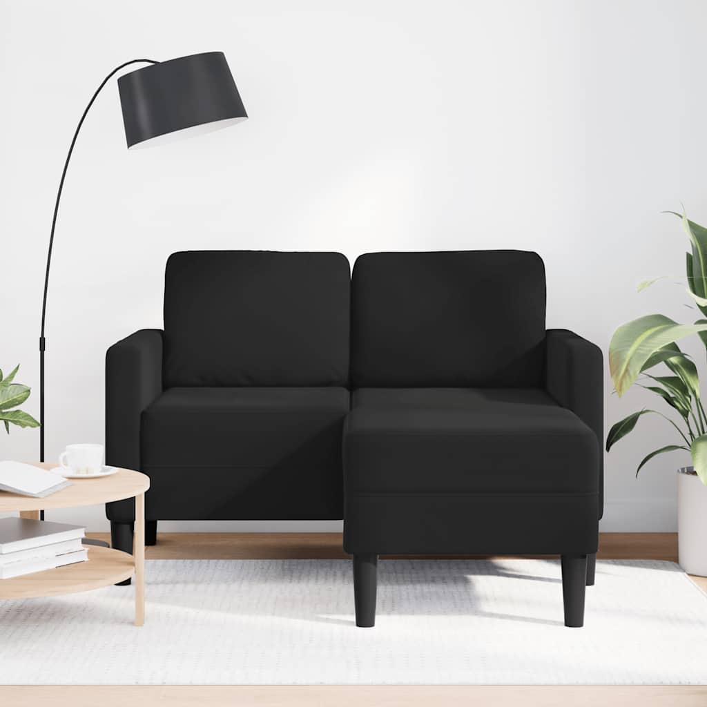 Divano a 2 posti con chaise longue a L-Sofa 2 Posti nero 125 cm in velluto