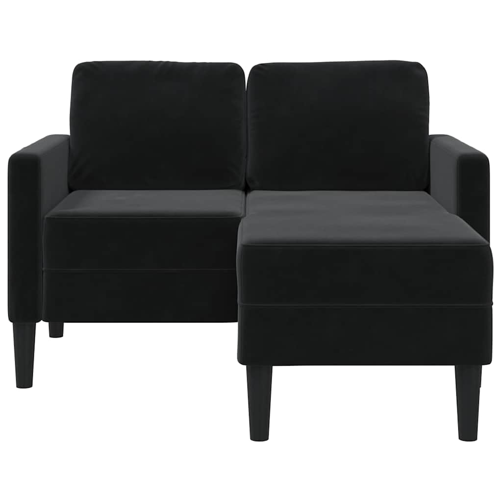 Divano a 2 posti con chaise longue a L nero 125 cm in velluto 4107073