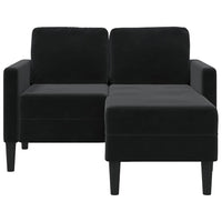 Divano a 2 posti con chaise longue a L nero 125 cm in velluto 4107073