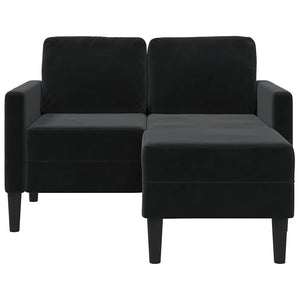 Divano a 2 posti con chaise longue a L nero 125 cm in velluto 4107073