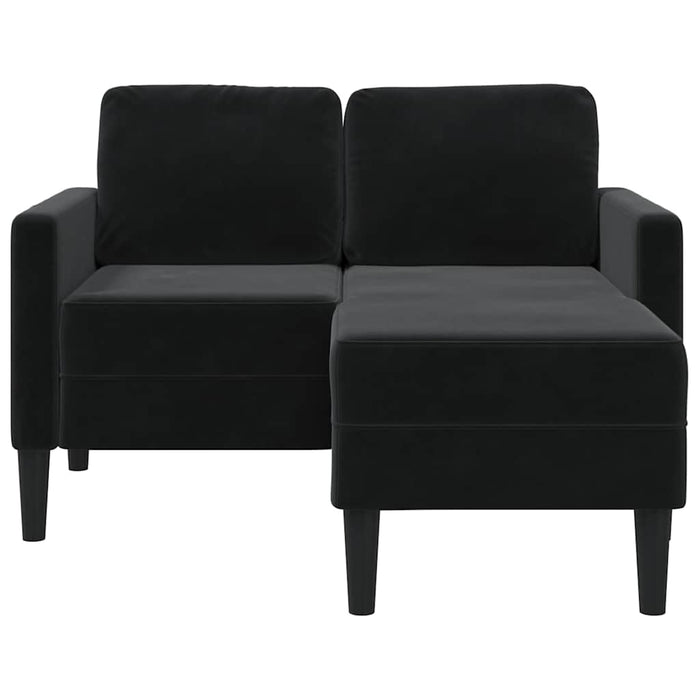 Divano a 2 posti con chaise longue a L nero 125 cm in velluto 4107073