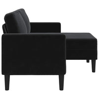 Divano a 2 posti con chaise longue a L nero 125 cm in velluto 4107073