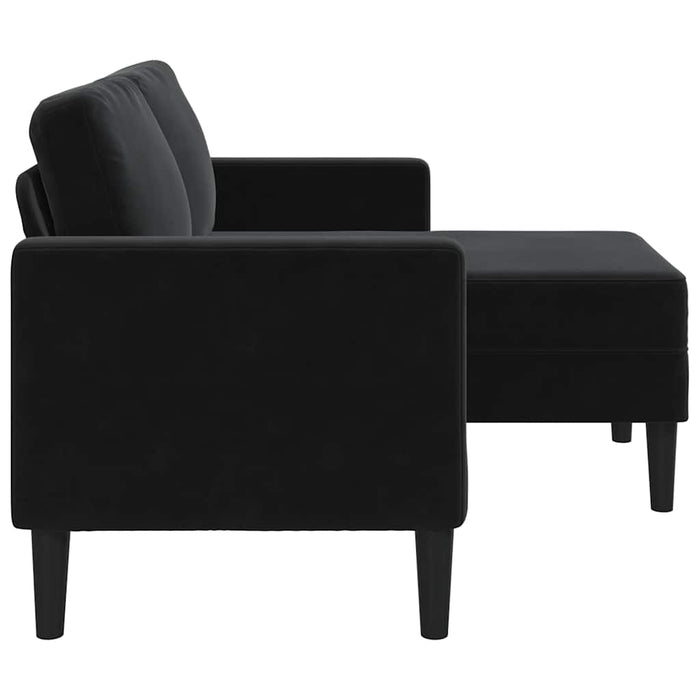 Divano a 2 posti con chaise longue a L nero 125 cm in velluto 4107073