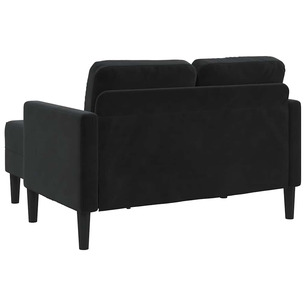 Divano a 2 posti con chaise longue a L-Sofa 2 Posti nero 125 cm in velluto