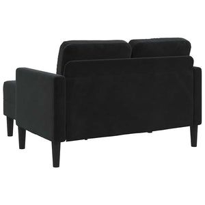 Divano a 2 posti con chaise longue a L-Sofa 2 Posti nero 125 cm in velluto