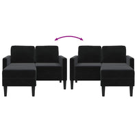 Divano a 2 posti con chaise longue a L-Sofa 2 Posti nero 125 cm in velluto