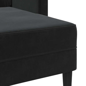Divano a 2 posti con chaise longue a L nero 125 cm in velluto 4107073