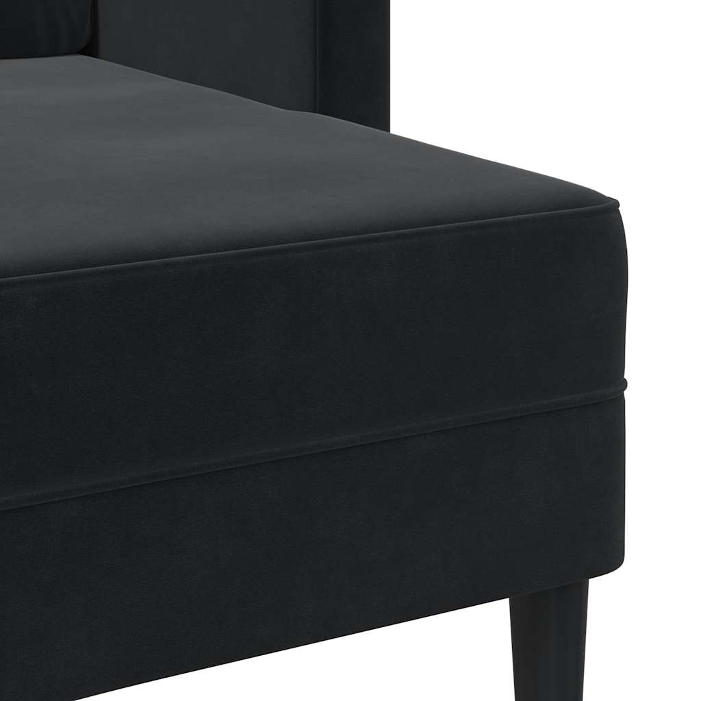 Divano a 2 posti con chaise longue a L-Sofa 2 Posti nero 125 cm in velluto