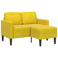 Divano 2 Posti con Chaise longue a L Giallo 125 cm Velluto 4107074