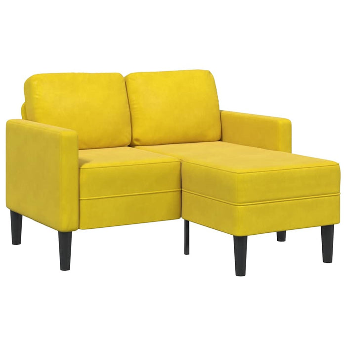 Divano 2 Posti con Chaise longue a L Giallo 125 cm Velluto 4107074