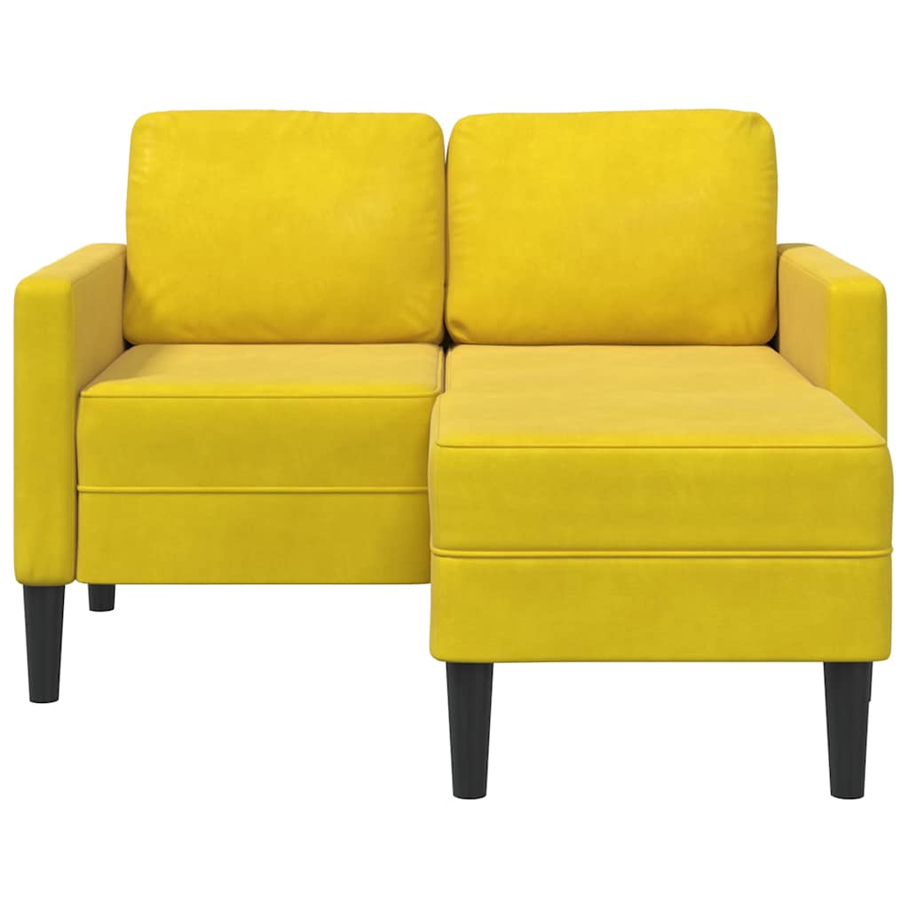 Divano 2 Posti con Chaise longue a L Giallo 125 cm Velluto 4107074