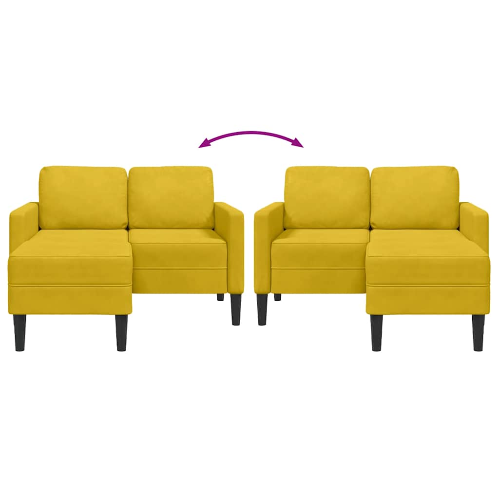 Divano 2 Posti con Chaise longue a L-Sofa 2 Posti con Chaise Giallo 125 cm Velluto