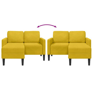 Divano 2 Posti con Chaise longue a L-Sofa 2 Posti con Chaise Giallo 125 cm Velluto