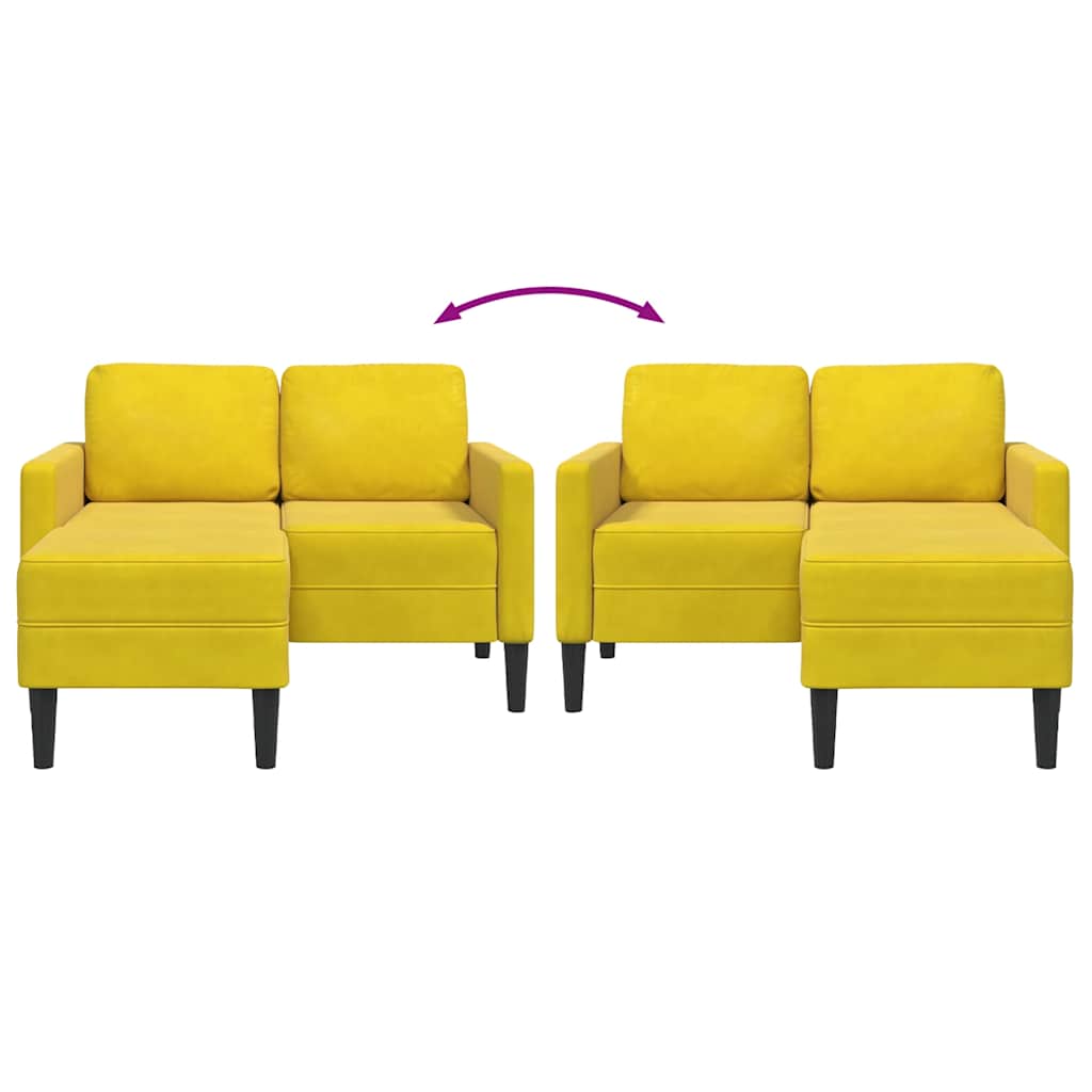 vidaXL Divano 2 Posti con Chaise longue a L Giallo 125 cm Velluto