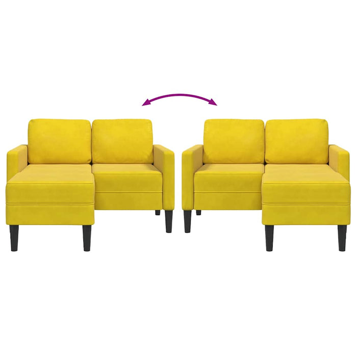 vidaXL Divano 2 Posti con Chaise longue a L Giallo 125 cm Velluto