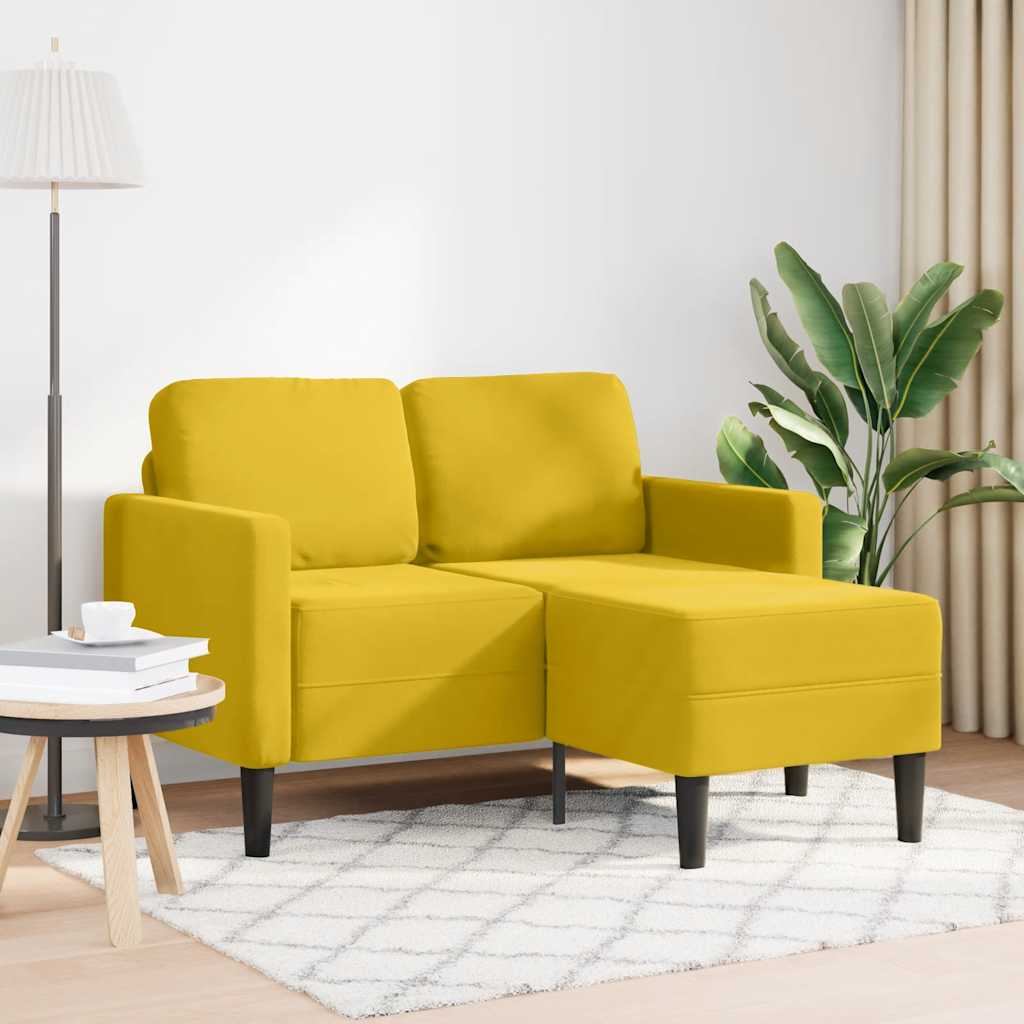 Divano 2 Posti con Chaise longue a L-Sofa 2 Posti con Chaise Giallo 125 cm Velluto