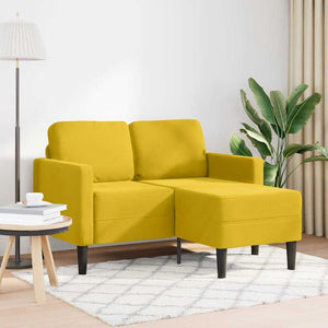 Divano 2 Posti con Chaise longue a L-Sofa 2 Posti con Chaise Giallo 125 cm Velluto