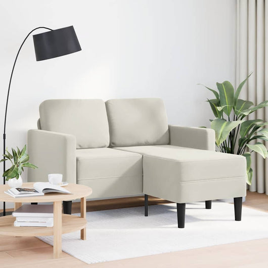 Divano 2 Posti con Chaise longue a L-Sofa 2 Posti con Chaise Crema 125 cm Velluto