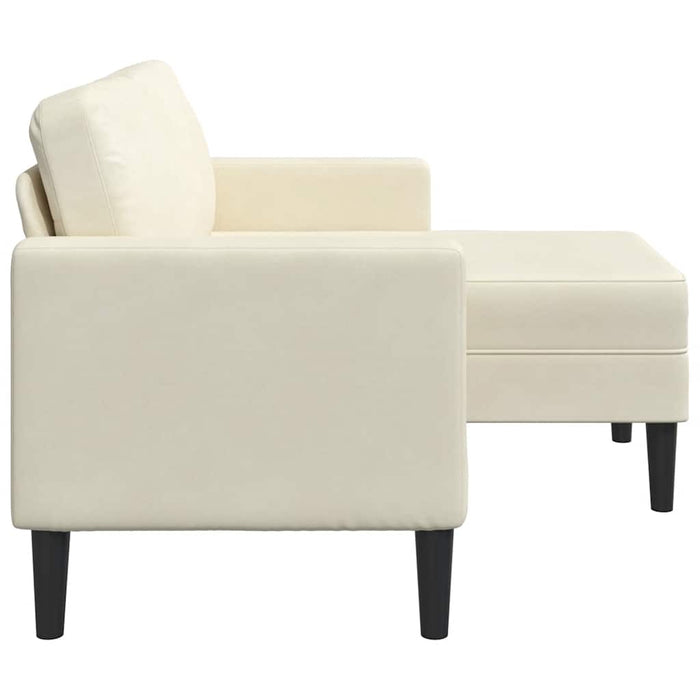 Divano 2 Posti con Chaise longue a L Crema 125 cm Velluto 4107075