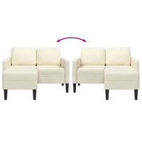 vidaXL Divano 2 Posti con Chaise longue a L Crema 125 cm Velluto