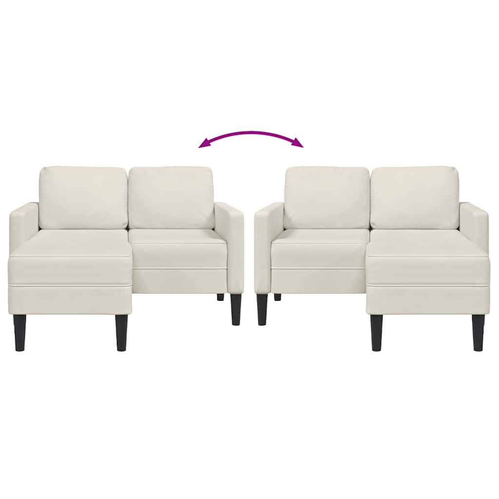Divano 2 Posti con Chaise longue a L-Sofa 2 Posti con Chaise Crema 125 cm Velluto